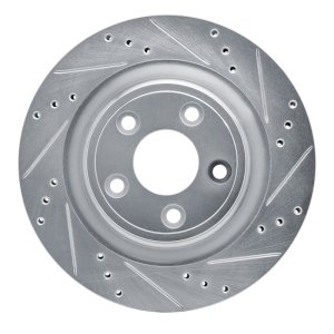 Jaguar S-Type Brake Rotor (1) - Rear Right - R1 Concepts - Drilled & Slotted - Silver - `06-`08